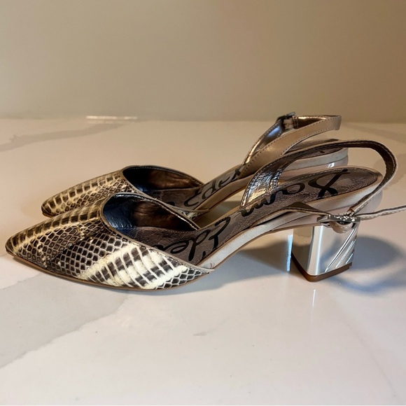 Sam Edelman Carole Slingback Heels Gray & Cream Python with Pointed Toe
Size 6.5 - Picture 4 of 15